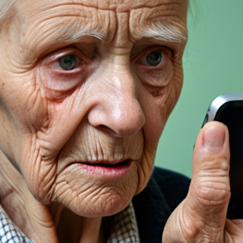 A poignant close-up of an elderly person's hands and face, expressing a mix of confusion and quiet trepidation as they tentatively interact with a modern smartphone or tablet. Their eyes, however, hold a subtle glimmer of hope, reflecting the 'invisible challenge' of digital literacy. The background is softly blurred, suggesting a complex digital interface. The lighting is gentle and empathetic, highlighting the internal struggle and the potential for a breakthrough.