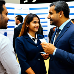 문해교육사와 취업 성공 요인 - **Prompt:** A diverse group of professionals networking at a career fair in São Paulo, Brazil. Peopl...
