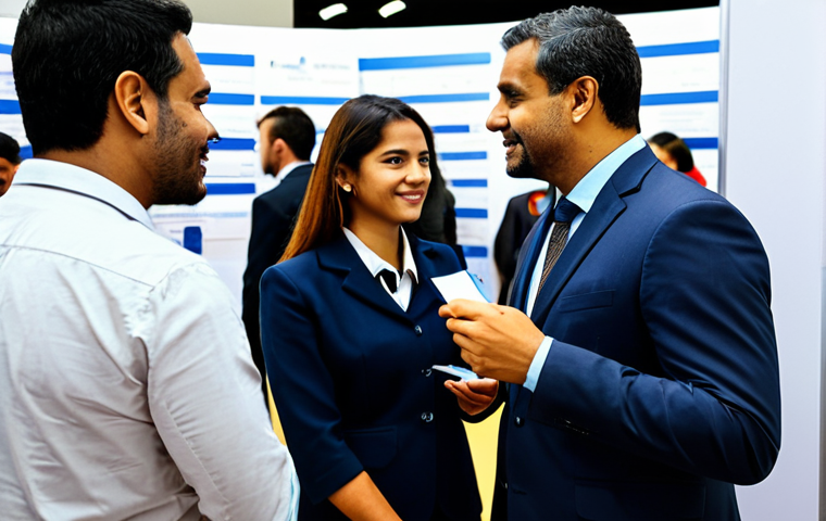 문해교육사와 취업 성공 요인 - **Prompt:** A diverse group of professionals networking at a career fair in São Paulo, Brazil. Peopl...