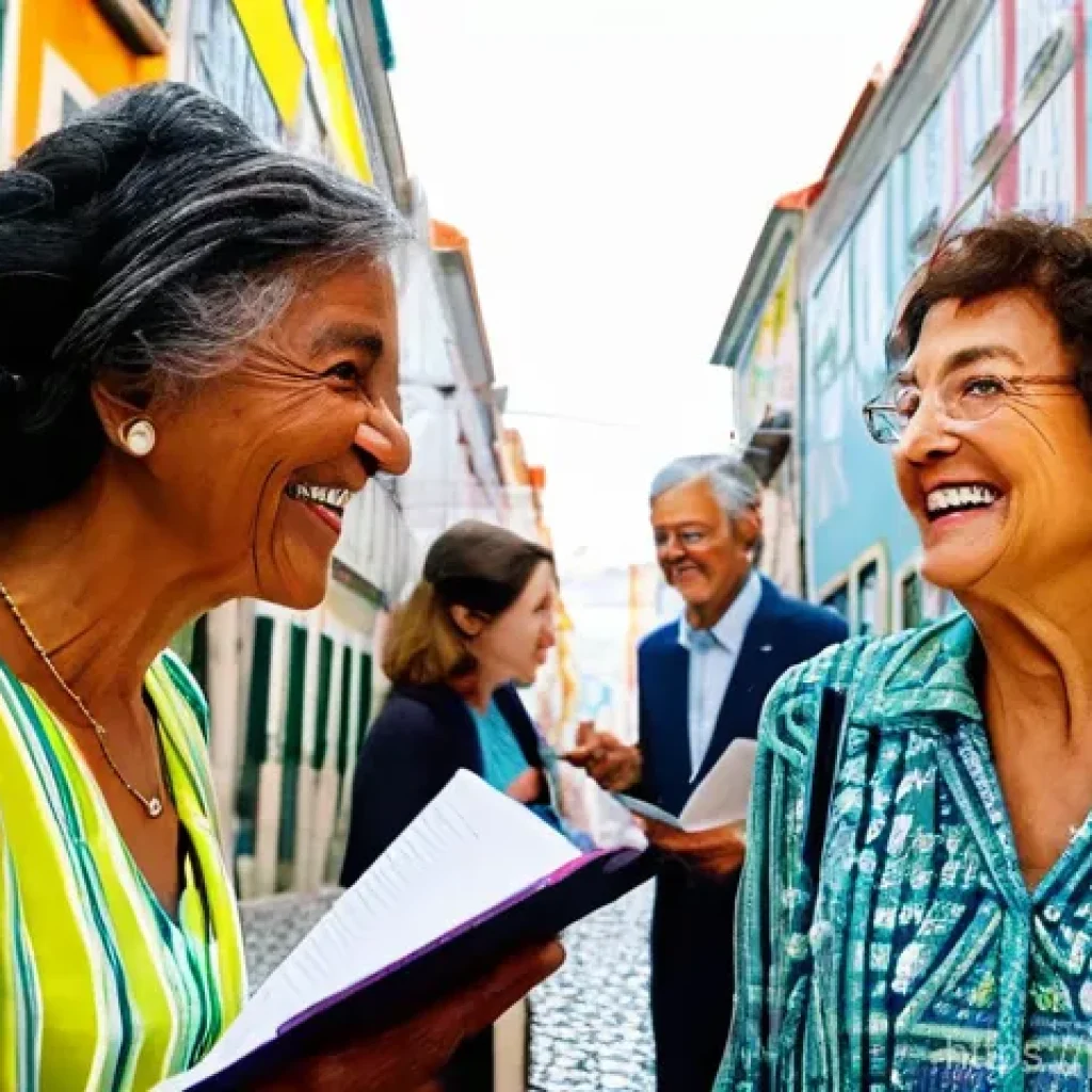 문해교육사와 학습 목표 성공 사례 - **Prompt 1: The Ageless Learner in Lisbon**
A vibrant, realistic image of a diverse group of Por...