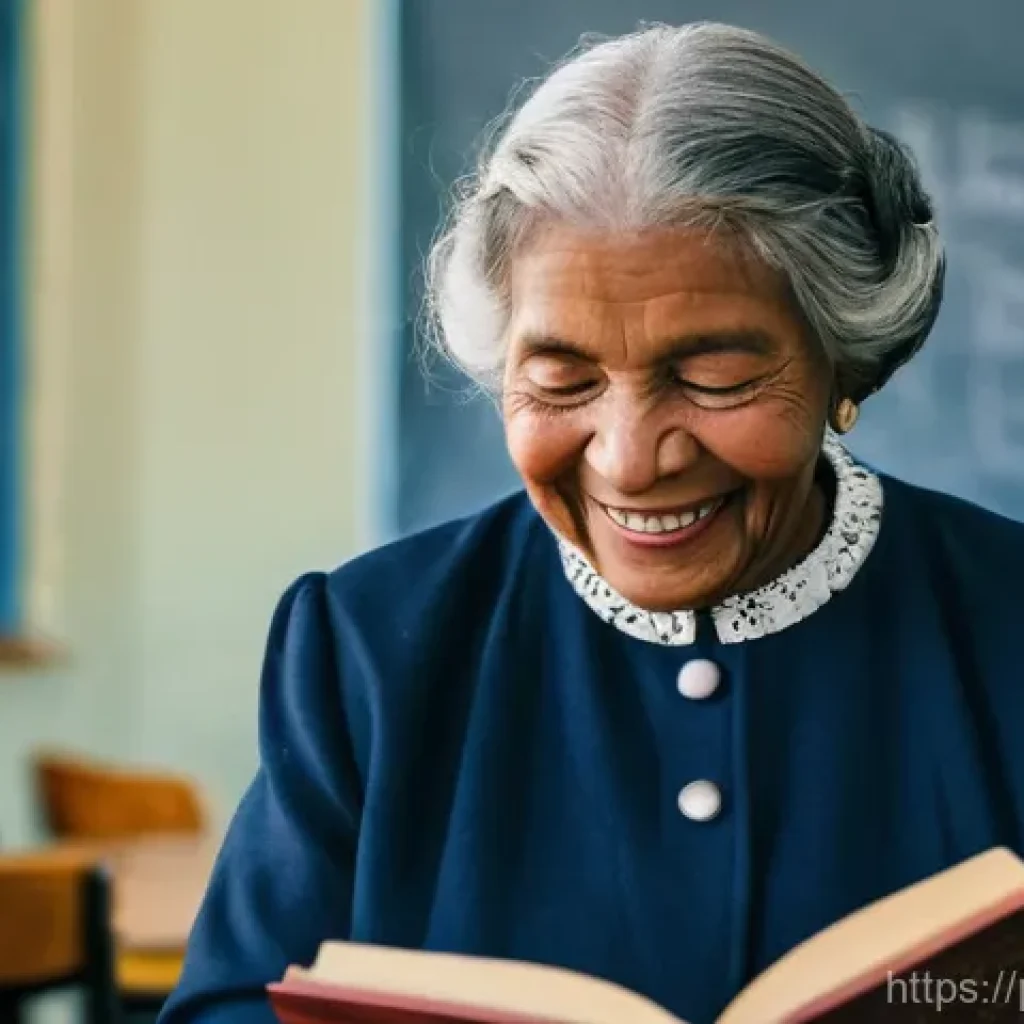 문해교육사와 직업 만족도 유지 비결 - **Prompt:** A deeply moving scene depicting an older adult learner, perhaps a woman in her 60s from ...