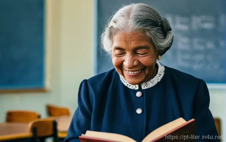 문해교육사와 직업 만족도 유지 비결 - **Prompt:** A deeply moving scene depicting an older adult learner, perhaps a woman in her 60s from ...