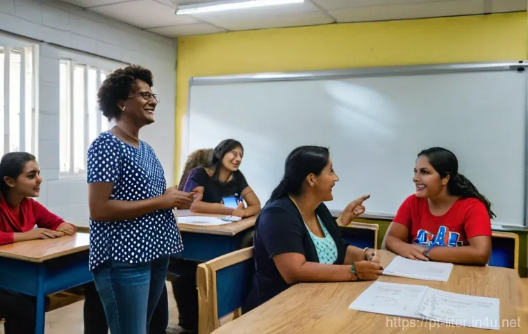 문해교육사 학습 이론 적용 사례 - **Prompt:** A dynamic image of a middle-aged Brazilian man, in his late 40s or early 50s, using a ta...