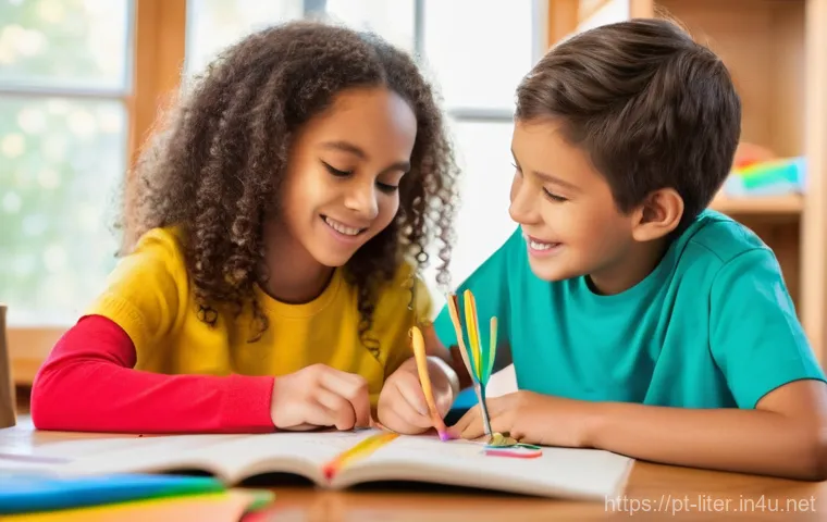 문해교육사 업무 중 비효율 줄이기 - **Vibrant Digital Learning Space:** A bright, modern classroom where a diverse group of adults and c...