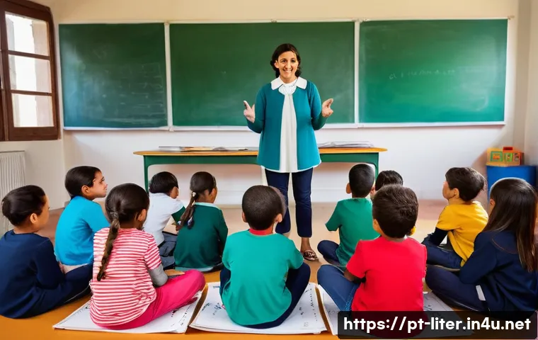 문해교육사 필수 교육 스킬 - **Prompt:** A heartwarming scene in a traditional Portuguese classroom, bathed in soft, natural ligh...