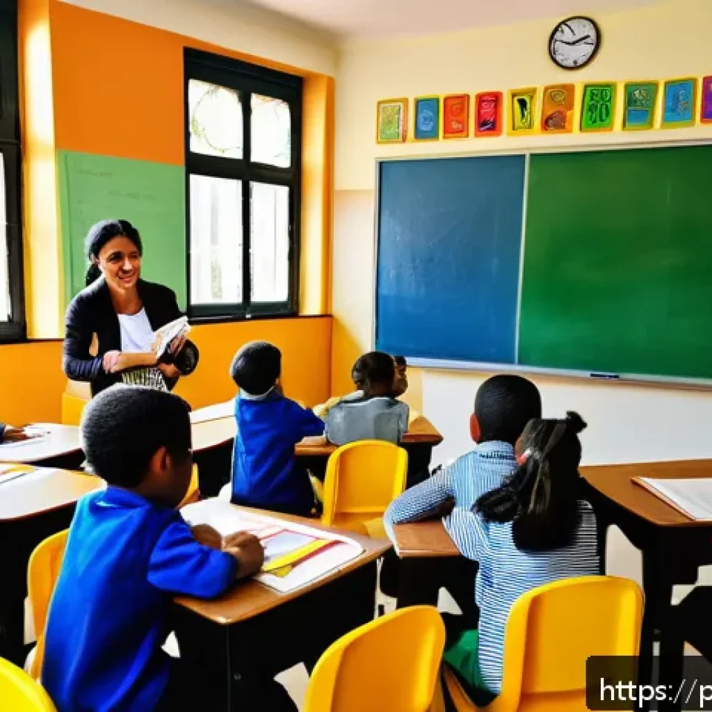 문해교육사 직무 만족도 향상 팁 - A vibrant classroom scene in Brazil showing diverse early literacy educators actively engaged in cho...