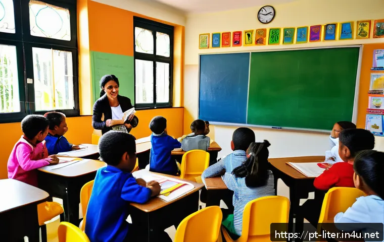 문해교육사 직무 만족도 향상 팁 - A vibrant classroom scene in Brazil showing diverse early literacy educators actively engaged in cho...